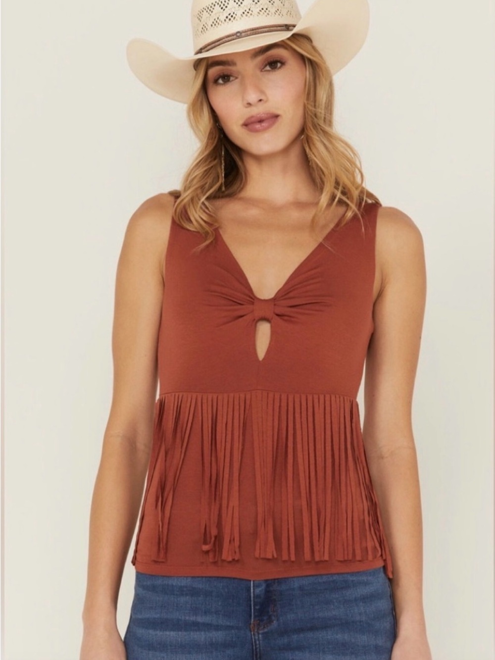 NWT IDYLLWIND BLUEBELL TWIST & FRINGE TOP Sz M